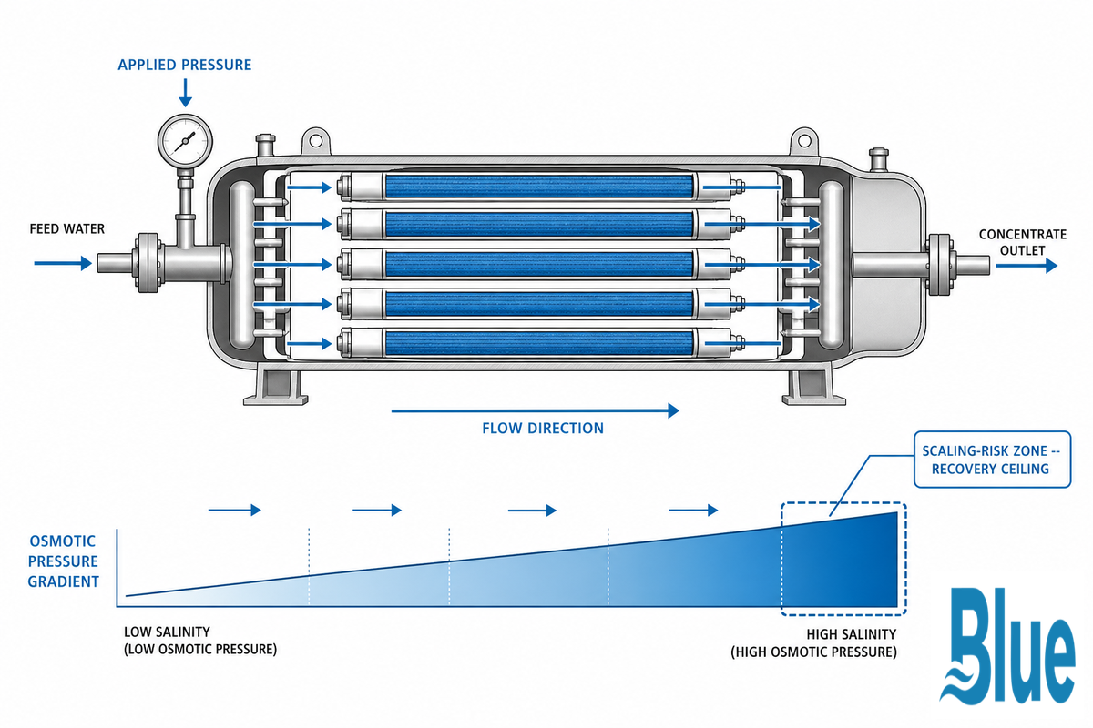 The Engineering Behind It — Osmotic Pressure, Recovery Rate, and Why There's a Ceiling — Blue Membrane