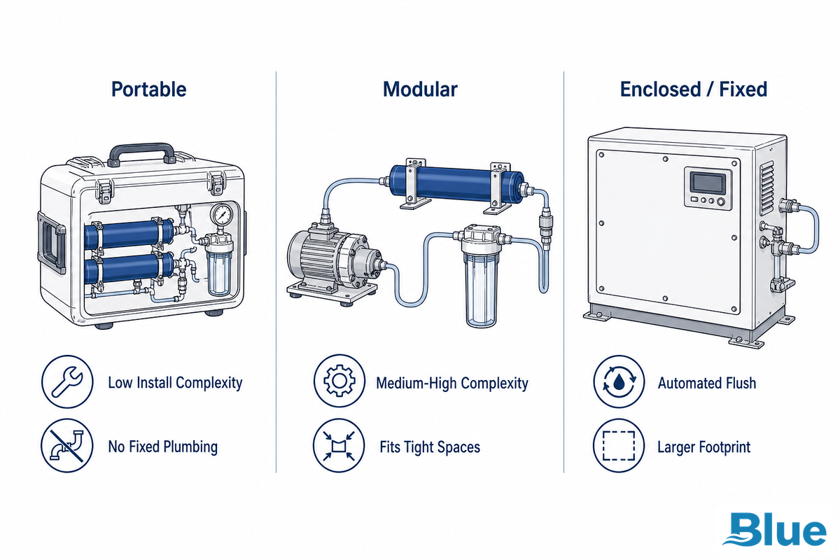 Types of Marine Watermaker Systems, Portable, Modular, and Fixed — Blue Membrane
