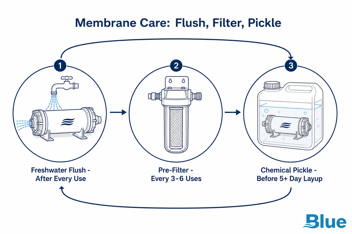 Maintenance, Flushing, Pickling, and What Actually Kills a Membrane — Blue Membrane