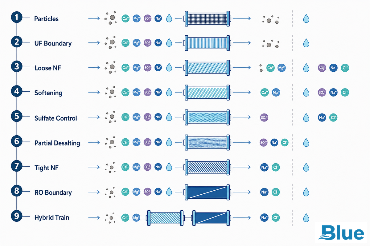 The NF Selectivity Ladder: 9-Point Screening Method — Blue Membrane