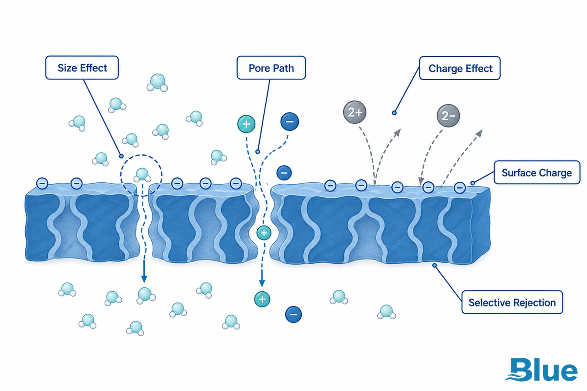 Pore Size and Ion Selectivity in Nanofiltration — Blue Membrane