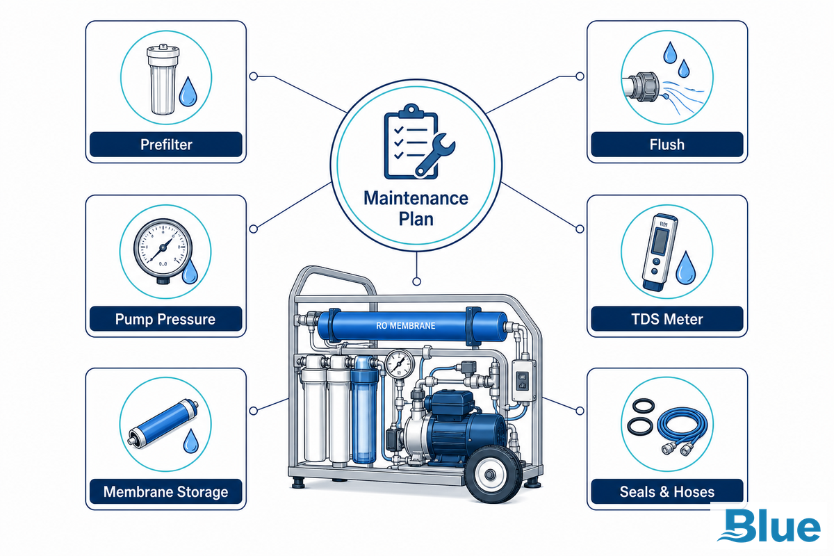 Maintenance and Consumables: Membranes, Prefilters, Flushing, and Storage - Blue Membrane