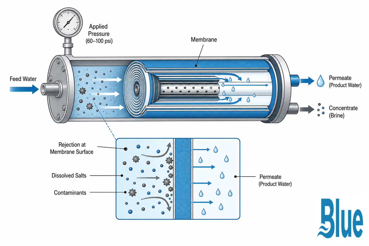 How Residential RO Elements Actually Filter Water — Blue Membrane