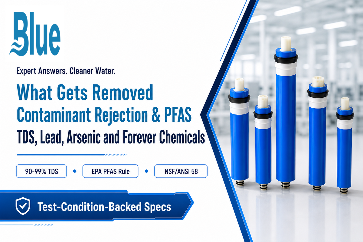What Gets Removed: Contaminant Rejection & PFAS — Blue Membrane