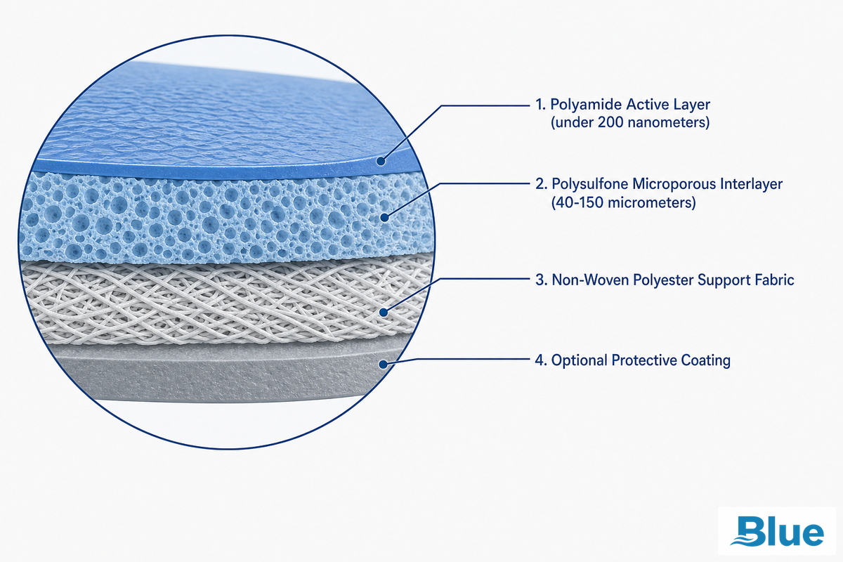 Inside the Membrane — The 4-Layer TFC Structure — Blue Membrane