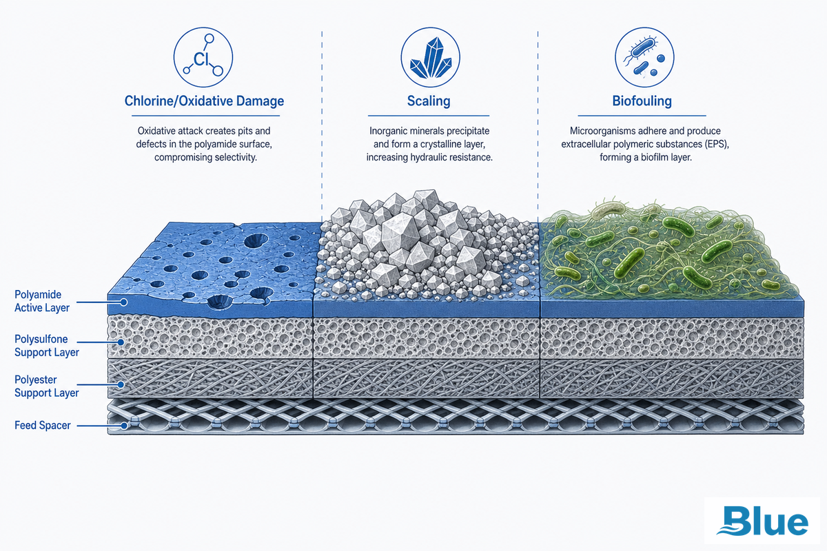 Fouling, Chlorine Damage, and Why Membranes Eventually Fail — Blue Membrane