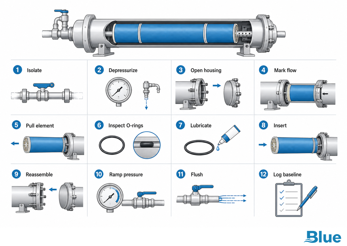 How to Replace an RO Membrane: The 12-Step Membrane Swap Sequence — Blue Membrane