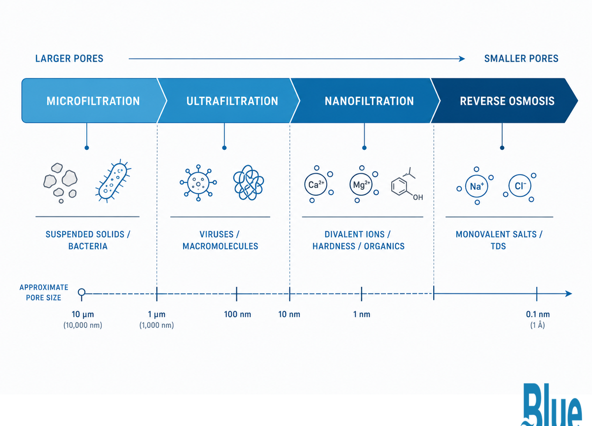 Where NF and RO Sit: The MF/UF/NF/RO Filtration Spectrum — Blue Membrane