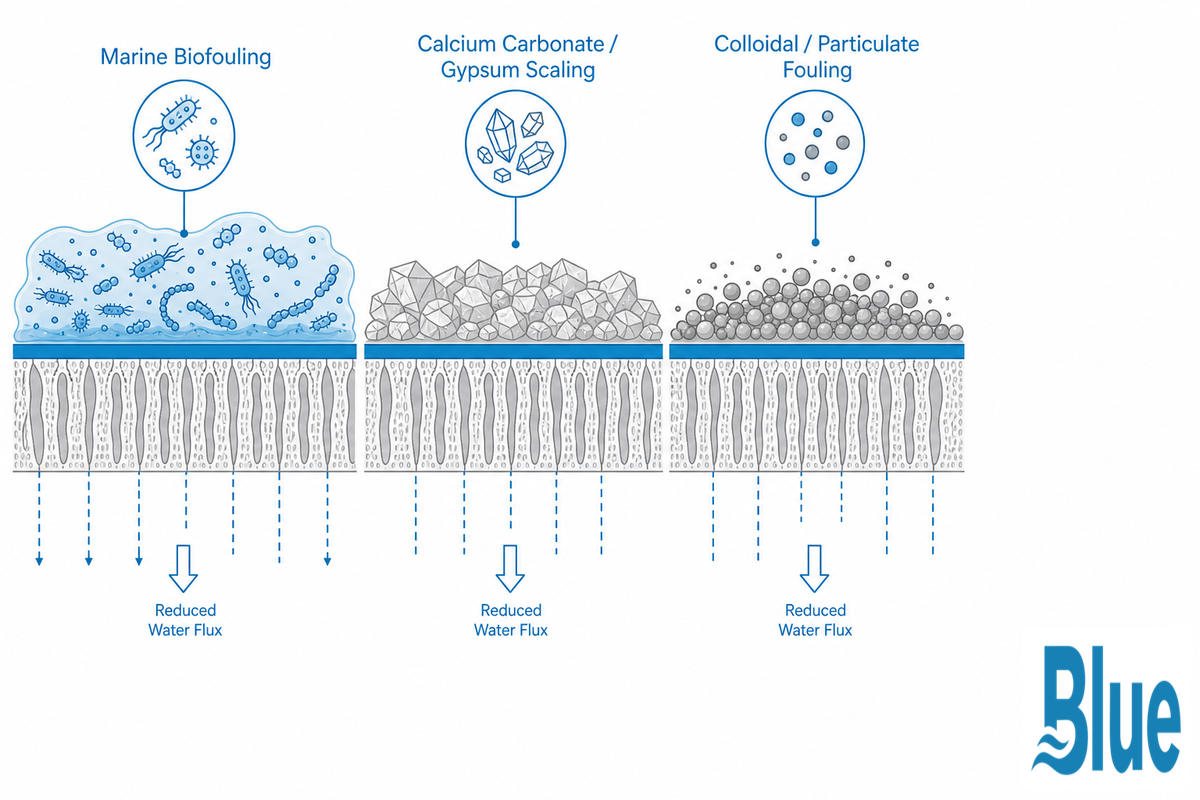 What Actually Fouls a Seawater Element, Marine Biofouling, Colloidal Solids, and Scaling — Blue Membrane