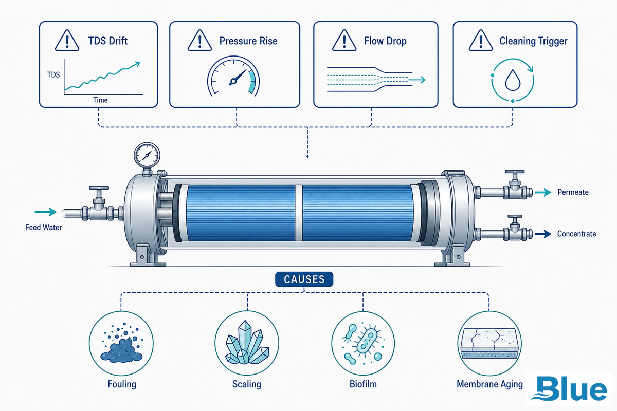 Operation and Maintenance: Cleaning, TDS Drift, and Membrane Life — Blue Membrane