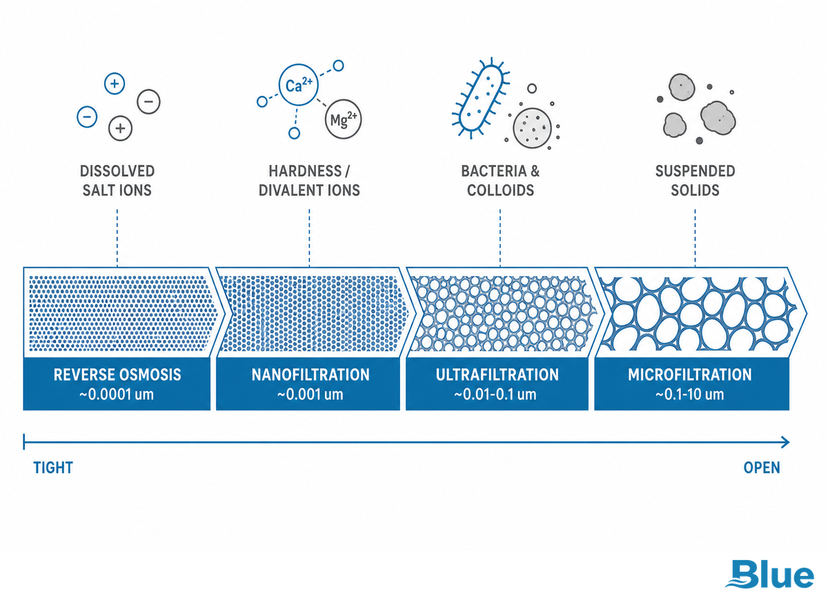 RO vs. NF, UF, and MF: Where RO Sits on the Filtration Spectrum — Blue Membrane