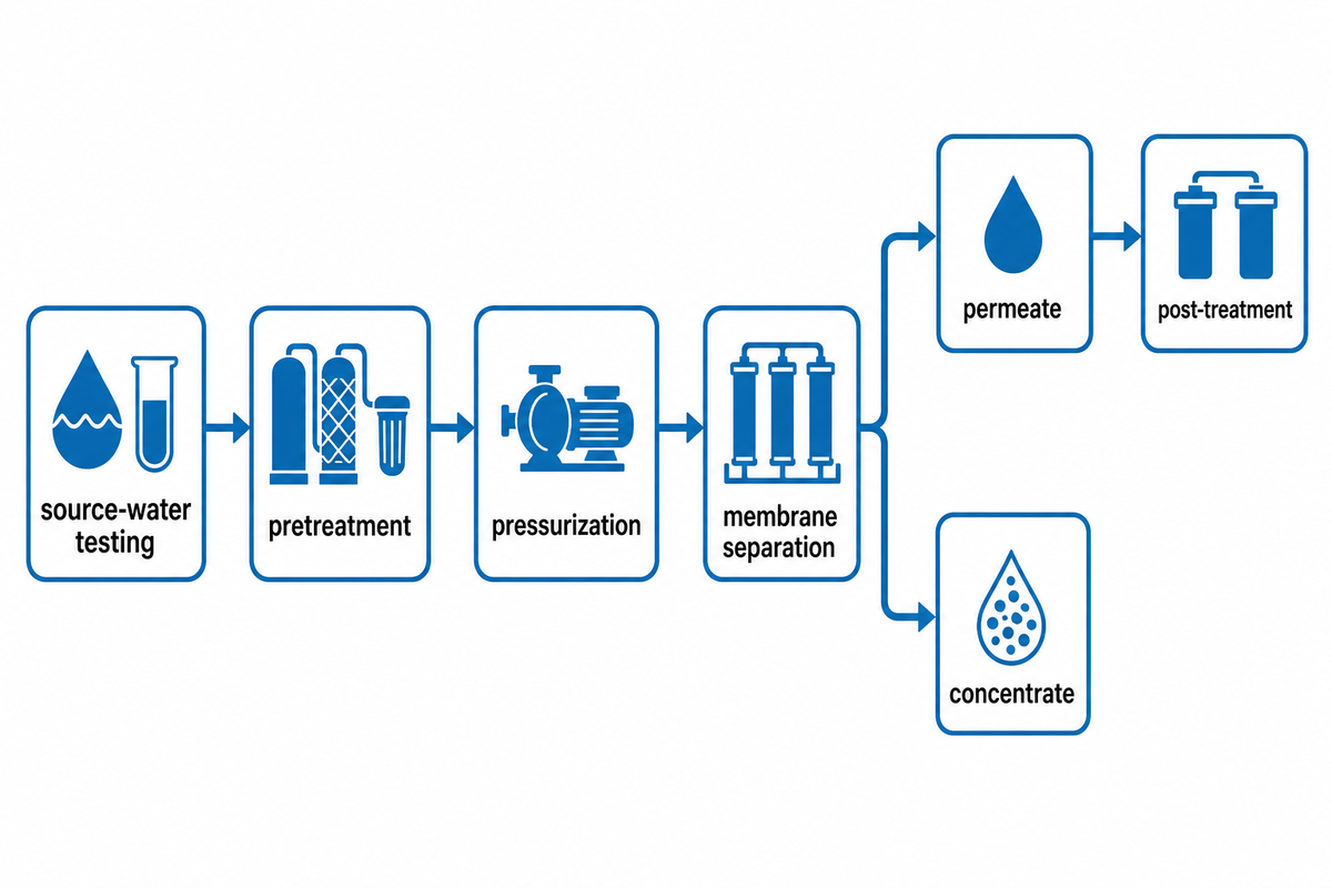 A Typical RO Treatment Path Around the Membrane — Blue Membrane