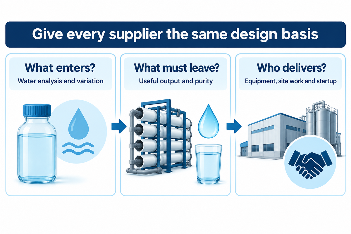 Give suppliers comparable feedwater, product-water and delivery requirements.