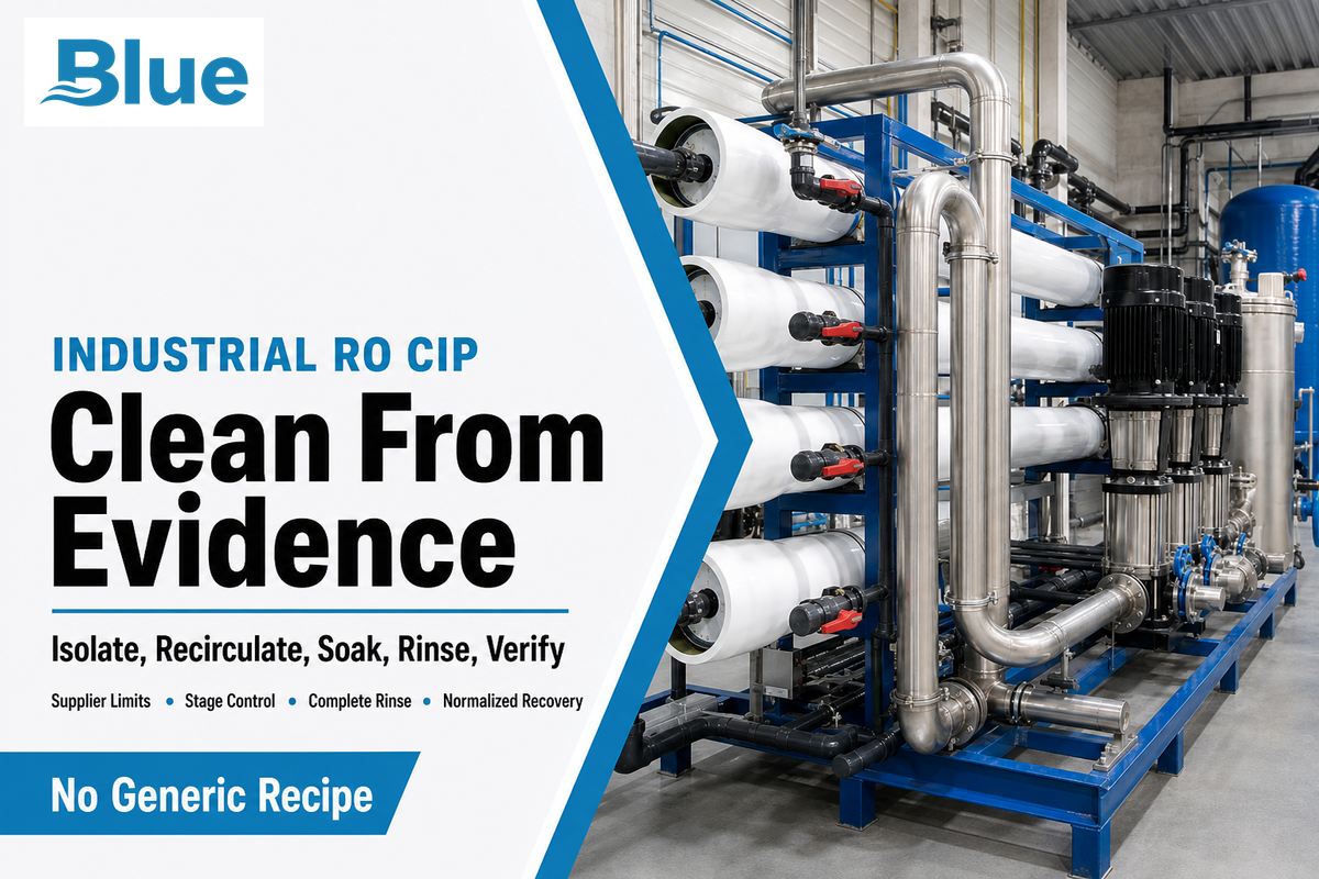 Industrial RO CIP guide for stage isolation, circulation, rinse and normalized recovery review