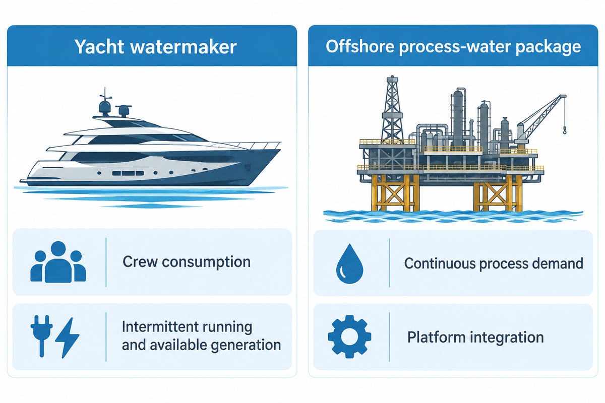 Yacht consumption and offshore process demand require different integration; marine product profiles and project discussion.